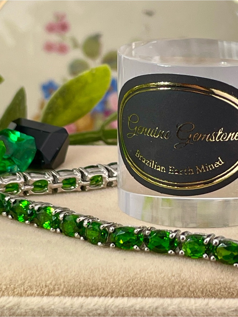 Kenya Tsavorite Tennis Bracelet  7" 14k white Gold on Sterling silver. 13.52ct